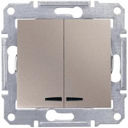 Изображение продукта Выключатель двухклавишный с синей подсветкой Schneider Electric Sedna 10A 250V 